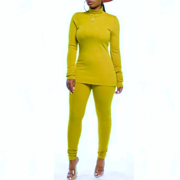 Other Yellow Mustard Long Sleeve Top And Leggings Set Poshmark